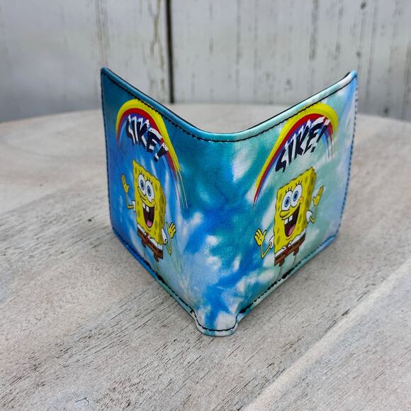 NIB Spongebob Mens Billfold Wallet SIKE Rainbow Tie Dye Nickleodeon Buckle Down - Picture 8 of 10